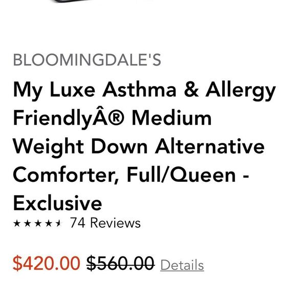 Bloomingdale's My Luxe
Asthma & Allergy Friendly®
Medium Weight Down. Value $560 - Picture 5 of 5